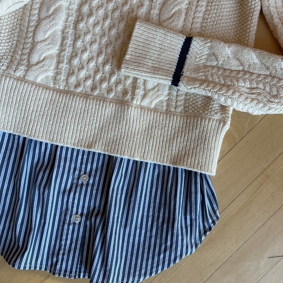 Veronica Beard Cream cable Mock layered sweater, XS, GD1080 - Picture 7 of 9